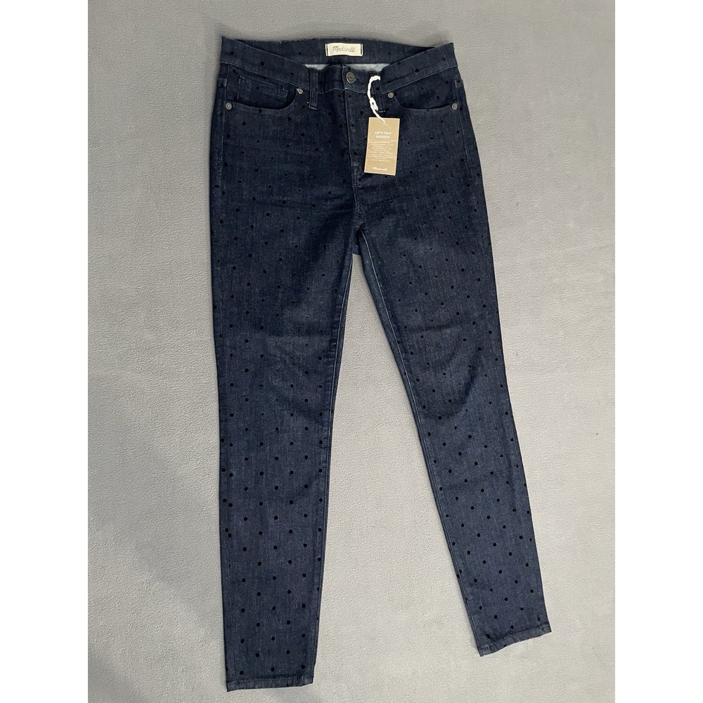 Madewell Womens 9" High Rise Skinny Jean Size 29 Blue Polka Dot 30x29
